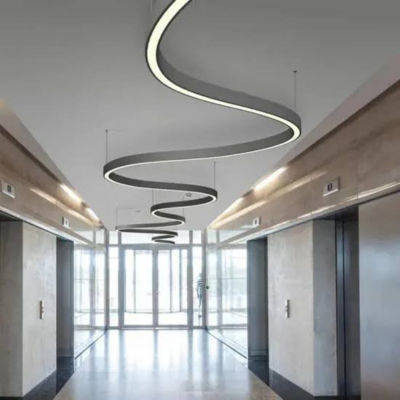 Custom circular and curved shaped LED linear hanging pendant light – 220V, 30W/m, for modern interiors