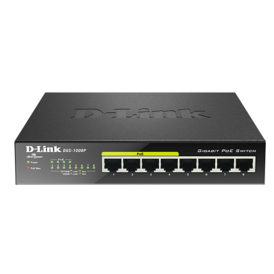 D-Link DGS-1008P 8-Port Gigabit PoE Switch – Metal Cased Desktop Network Power Splitter