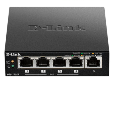D-Link DGS-1004P 4-Port Gigabit PoE+ Switch – Desktop Network Power Splitter for IP Devices