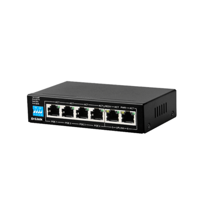 D-Link DGS-F1006P-E 6-Port Fast Ethernet PoE Switch Packaging – Plug & Play with Extend Mode